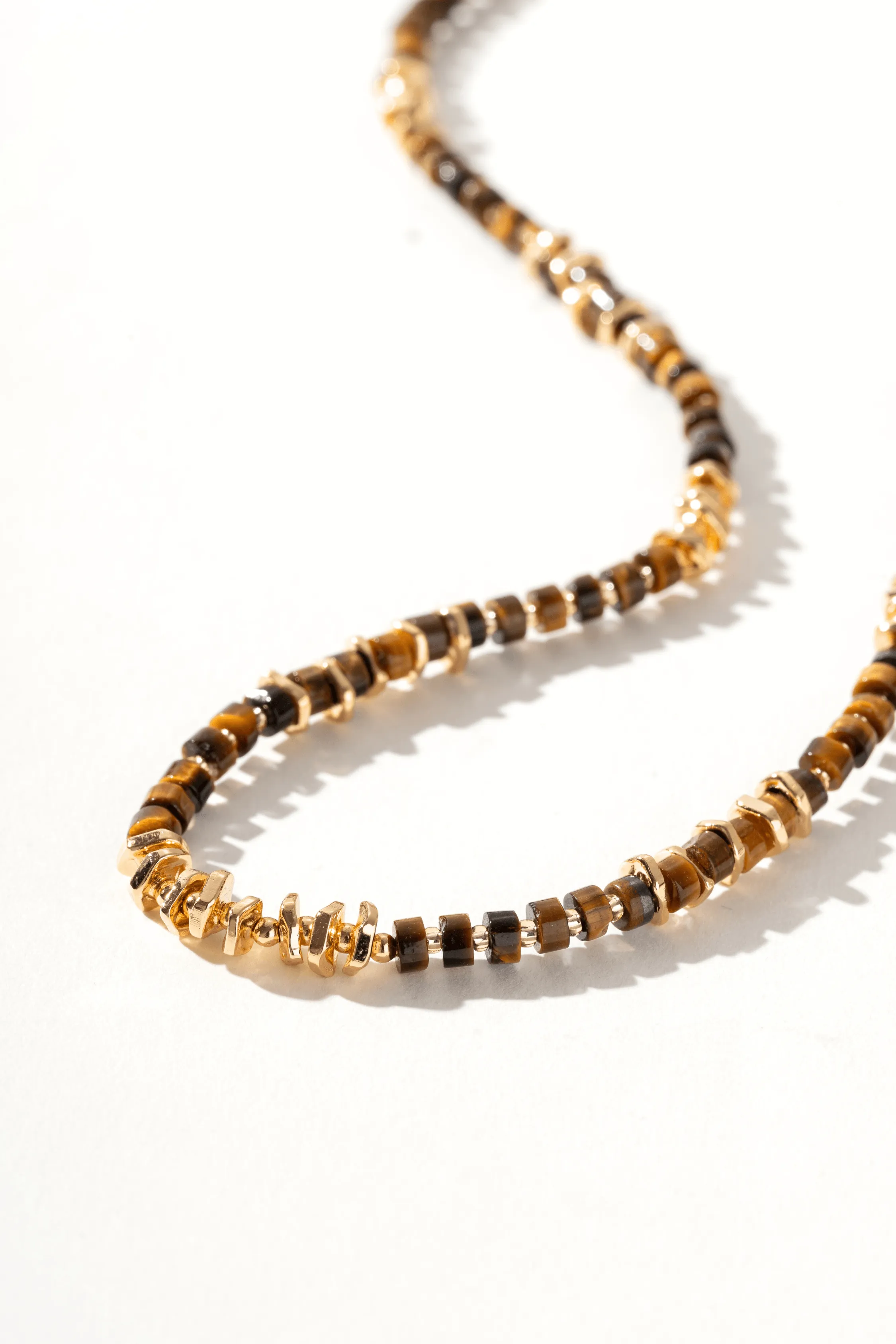 Tiger's Eye Beaded 18k Gold Necklace