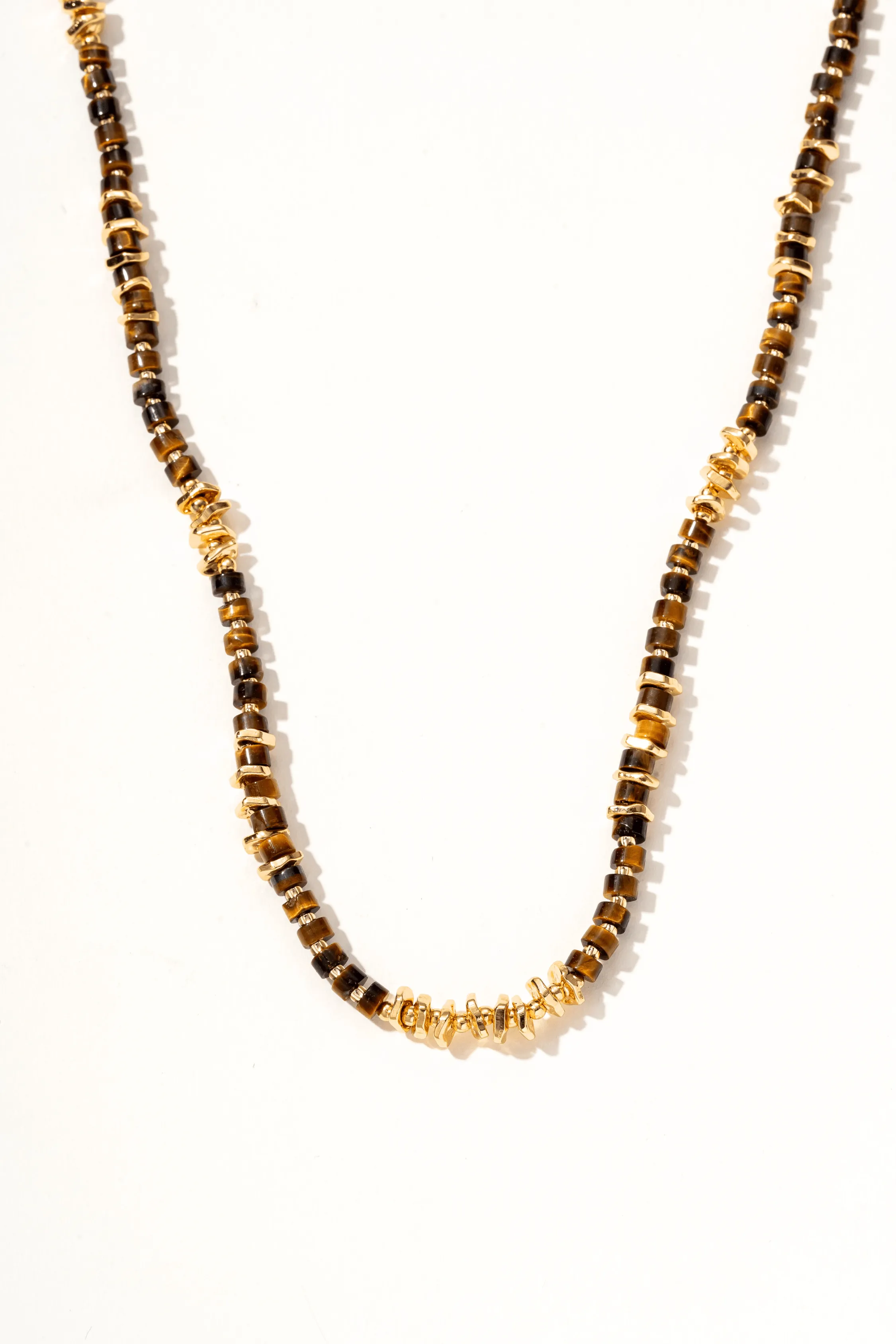 Tiger's Eye Beaded 18k Gold Necklace