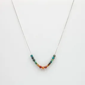 Turquoise & Hessonite Adjustable Slide Chain Gemstone Necklace