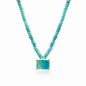 Turquoise beaded ocean paraiba stone necklace