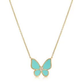 Turquoise Butterfly Pendant Necklace