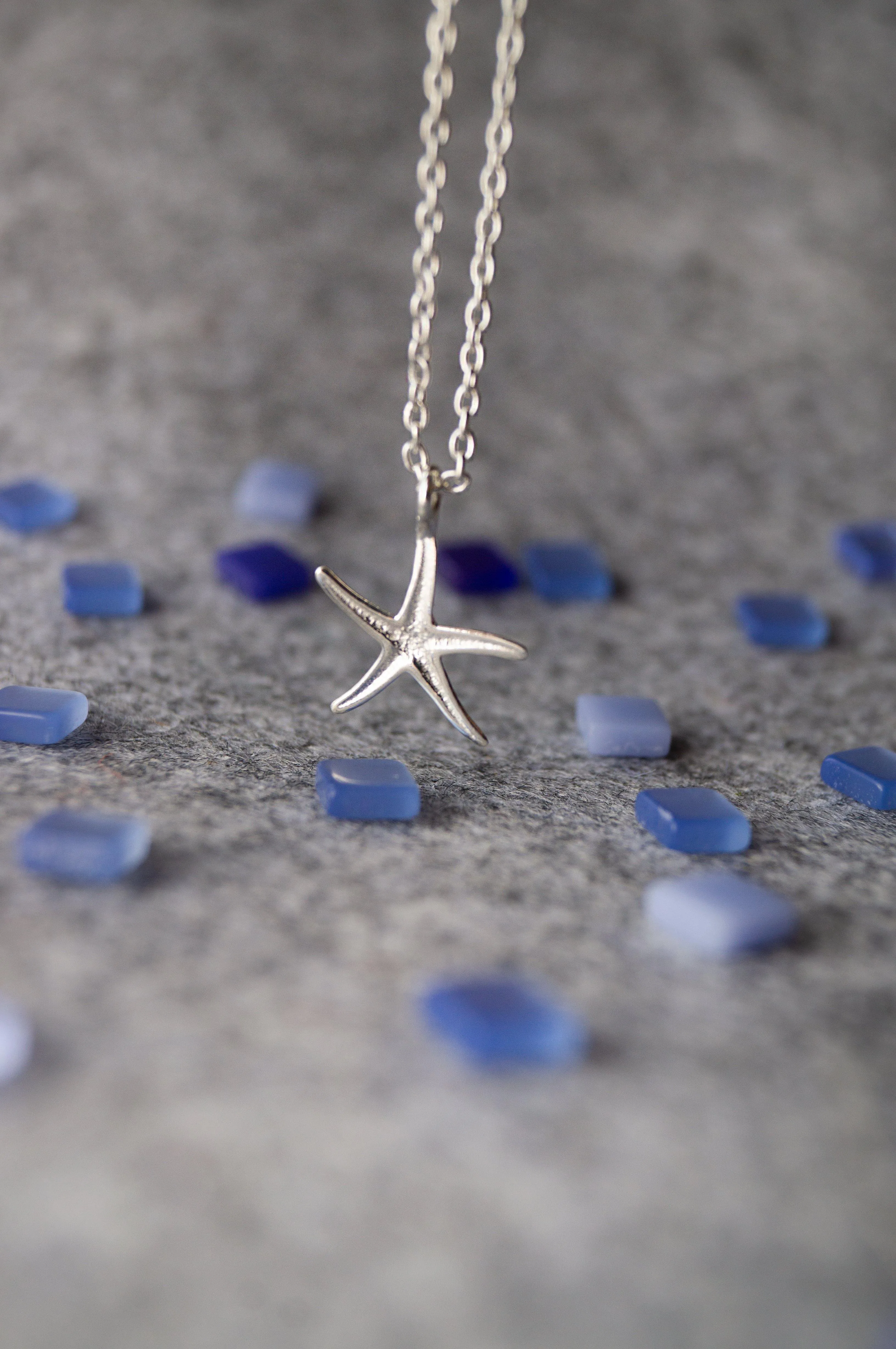 Underwater Star Fish Sterling Silver Pendant Necklace