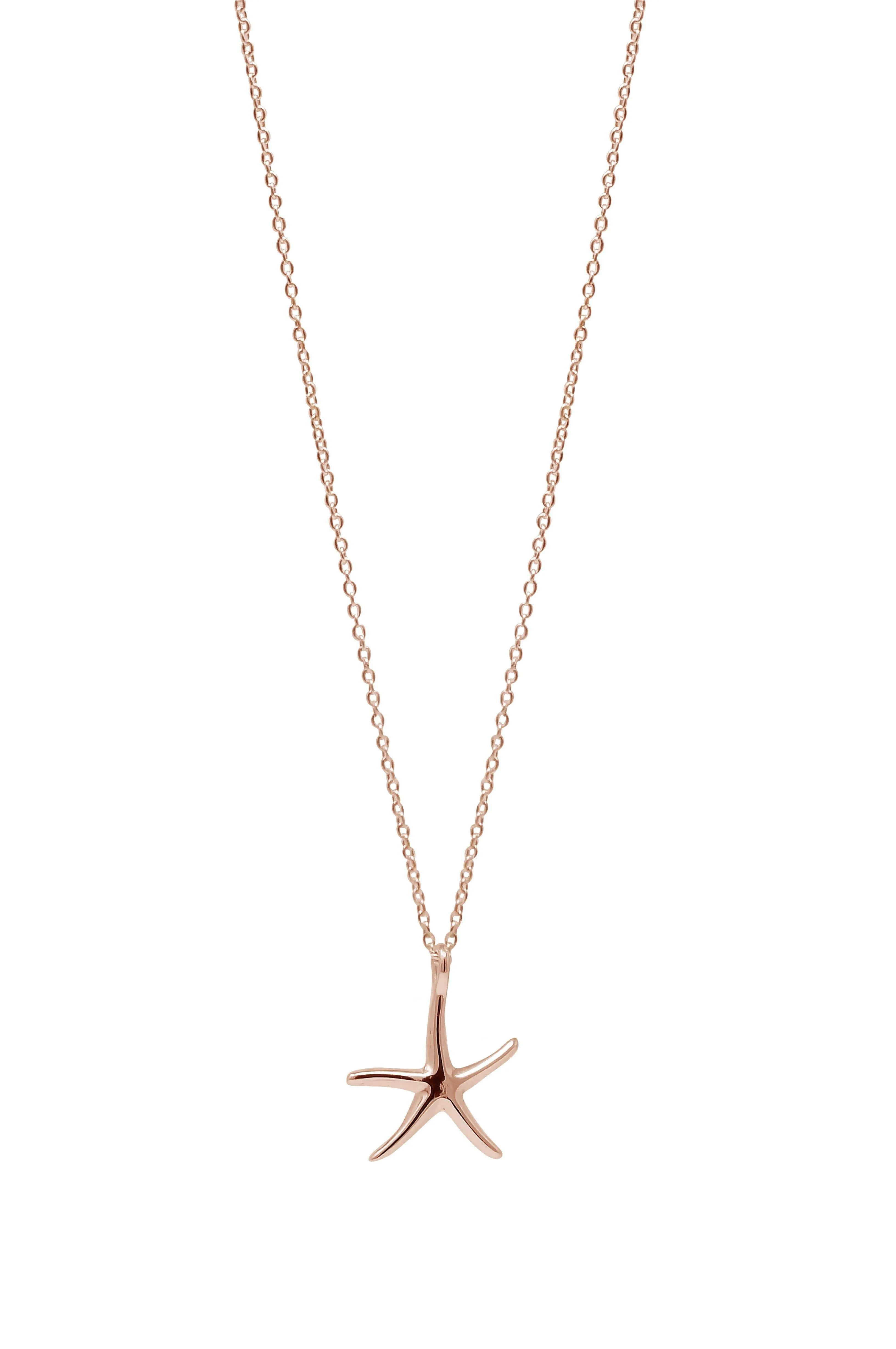 Underwater Star Fish Sterling Silver Pendant Necklace