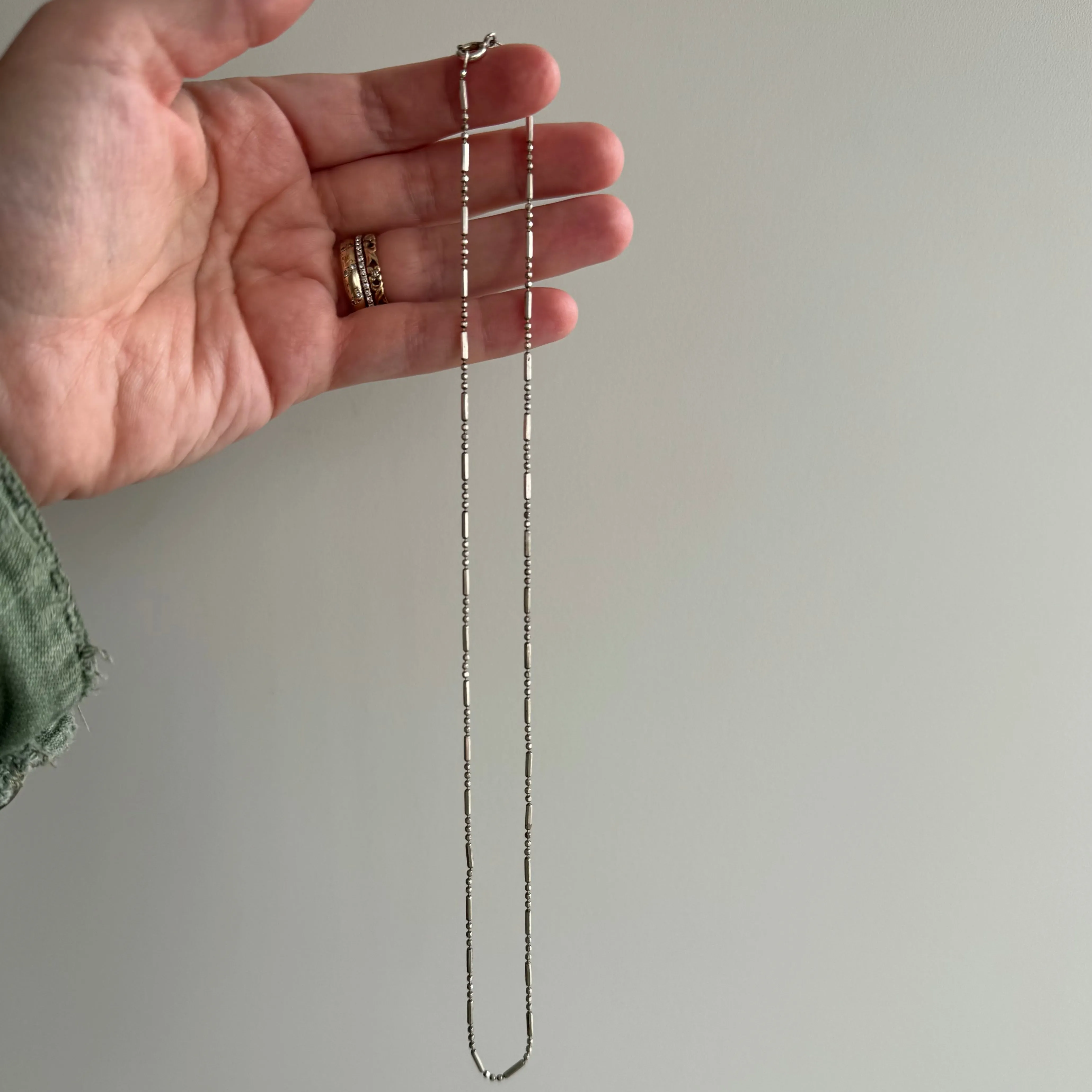 V I N T A G E // diamond cut long and short ball chain / sterling silver ball bead chain / 18