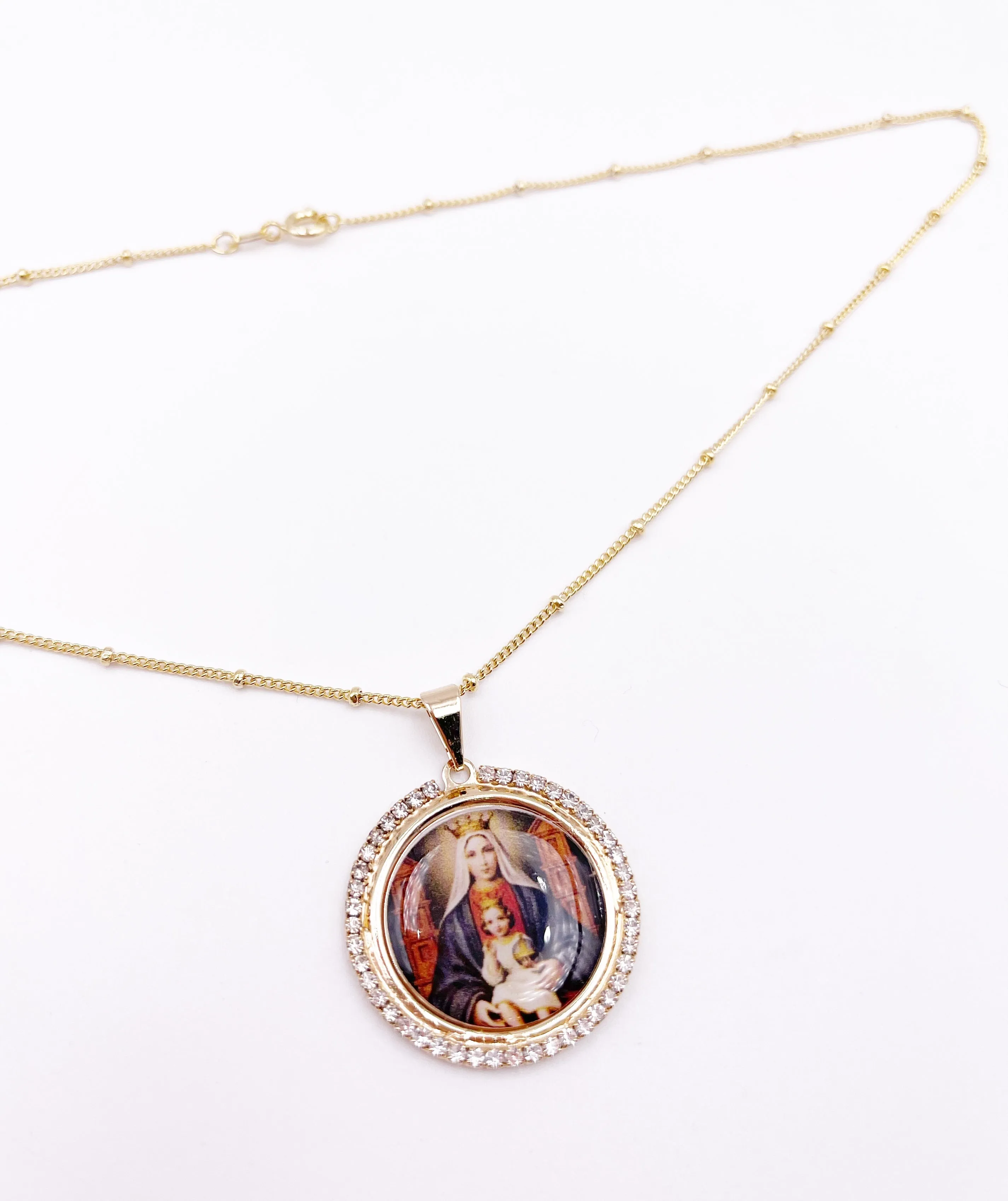 Virgen de Coromoto Medal Necklace 45 cm Gold Plated Chain