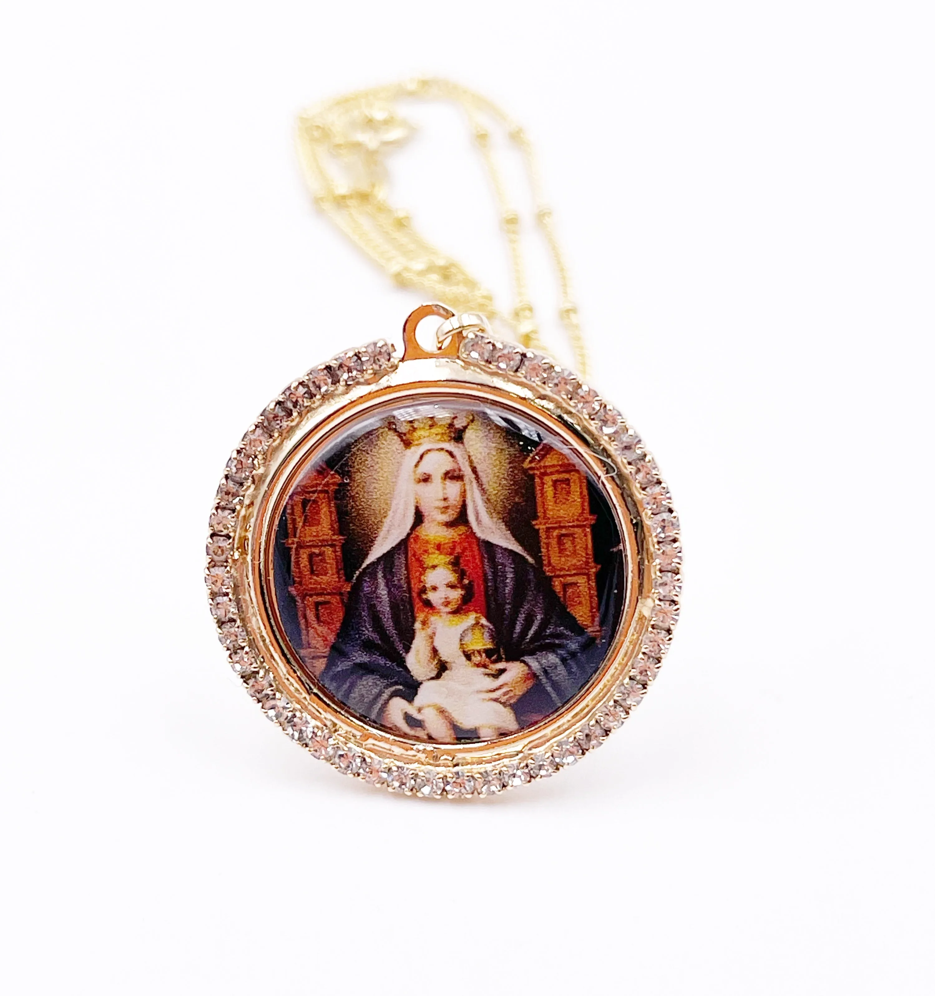 Virgen de Coromoto Medal Necklace 45 cm Gold Plated Chain