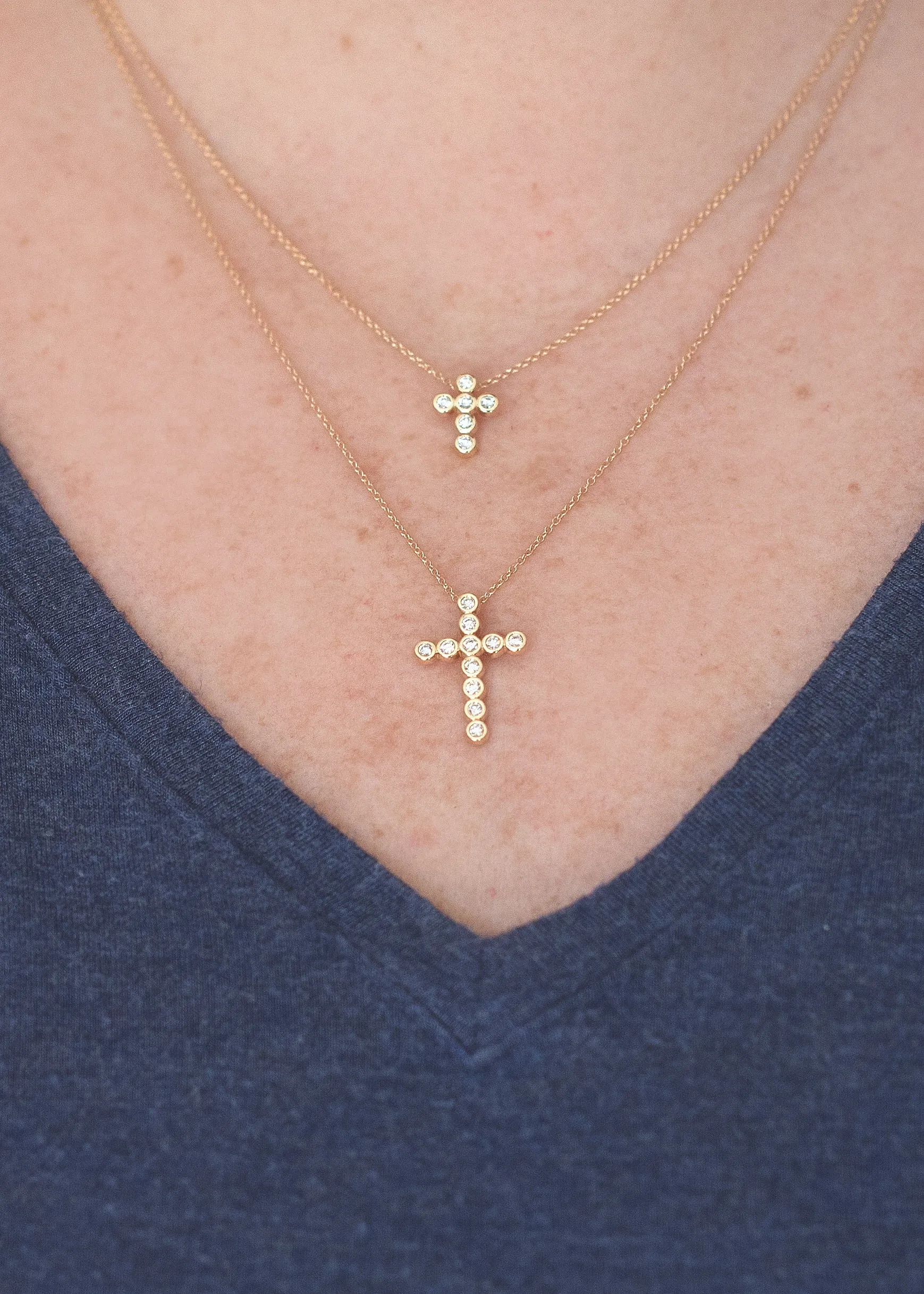 vivian Diamond bezel cross necklace