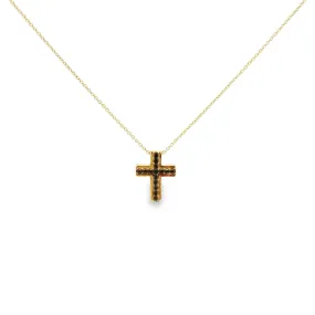 WD1075 14kt black diamond cross Necklace