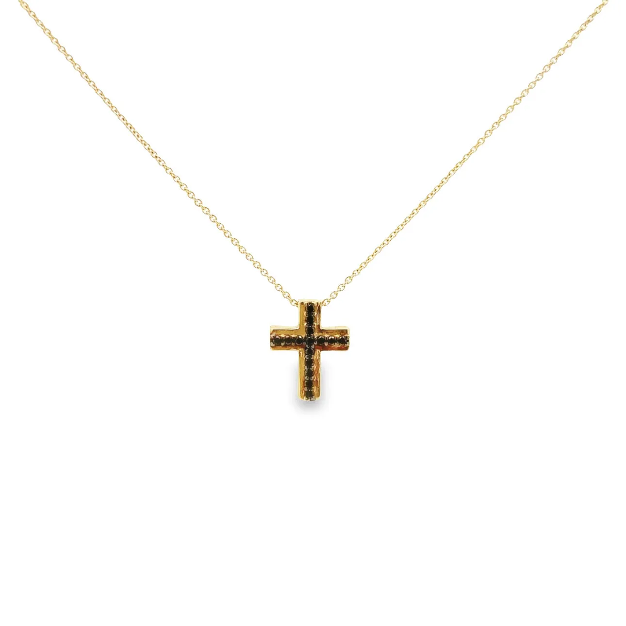 WD1075 14kt black diamond cross Necklace