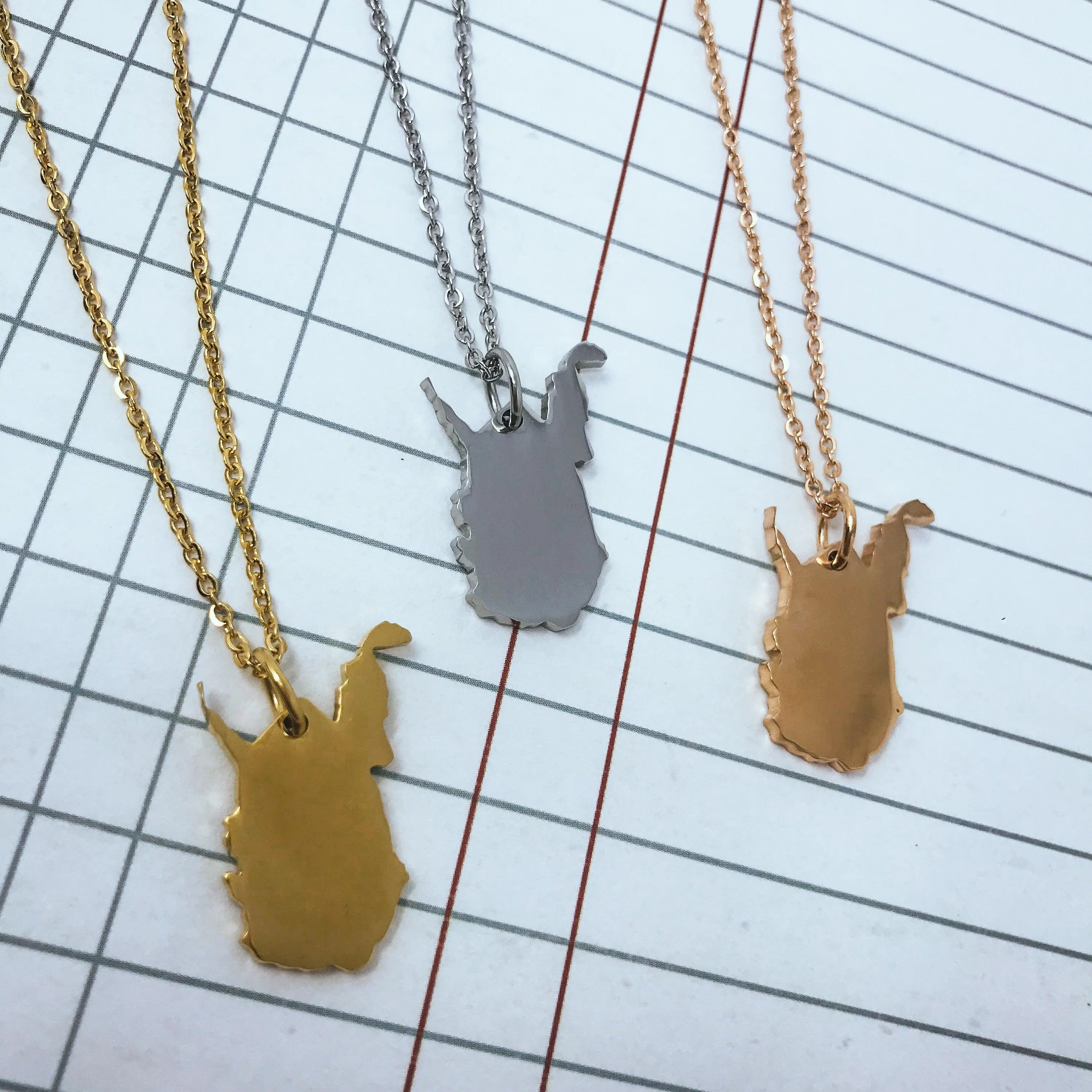 West Virginia State Silhouette Necklace