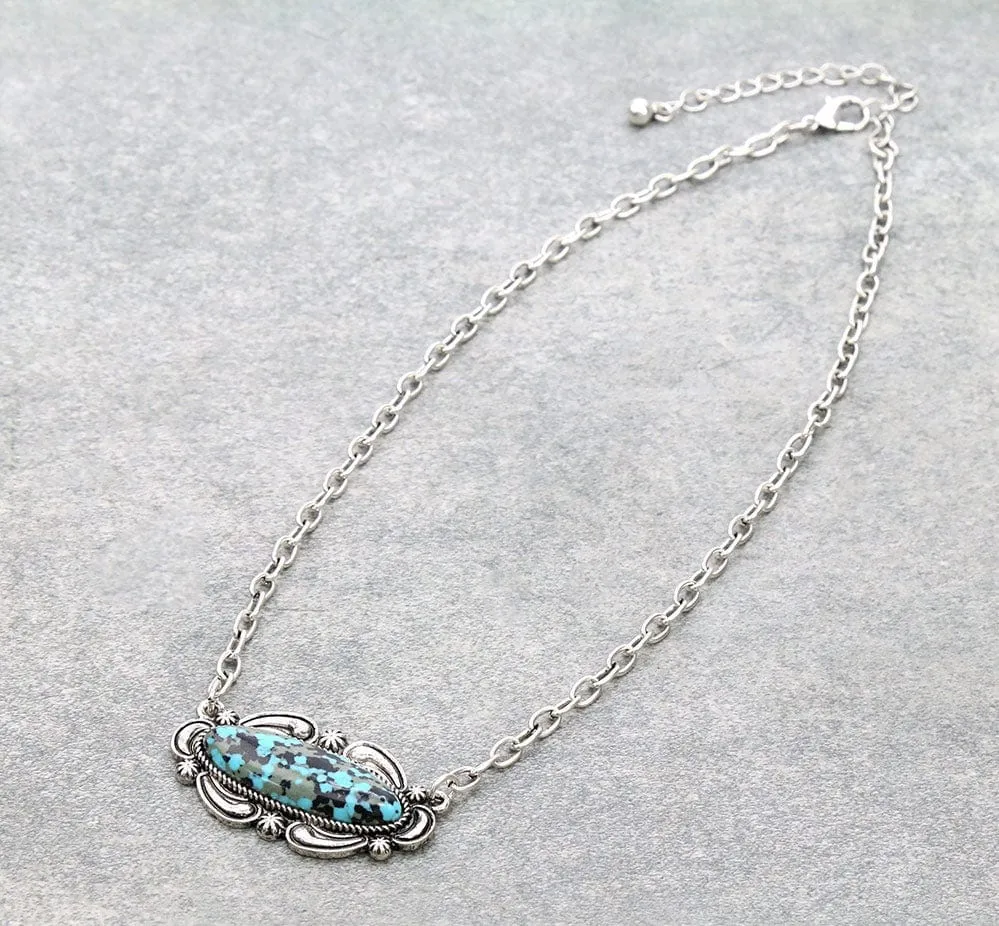 Western stone framed Turquoise necklace