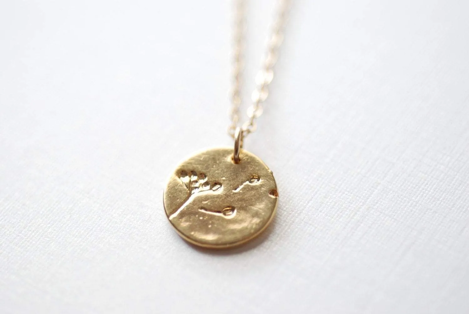 Wholesale Gold Dandelion Necklace- Make a wish, Gold Disc Necklace, Minimalist Necklace