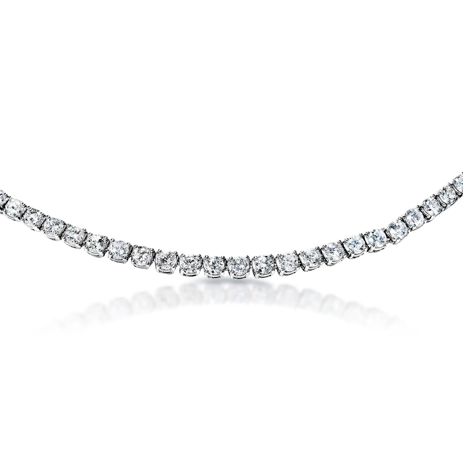 Zelda 19 Carat Round Brilliant Diamond Tennis Necklace in 14k White Gold