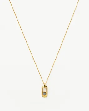 Zenyu Link Gemstone Ovate Pendant Necklace | 18ct Gold Plated/Labradorite